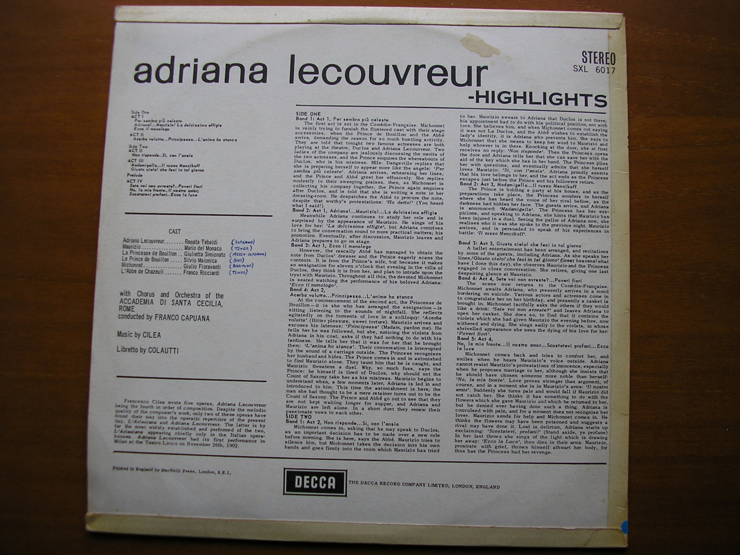 SXL 6017  PUCCINI: MANON LESCAUT    TEBALDI / DEL MONACO / SANTA CECILIA / CAPUANA     ED1