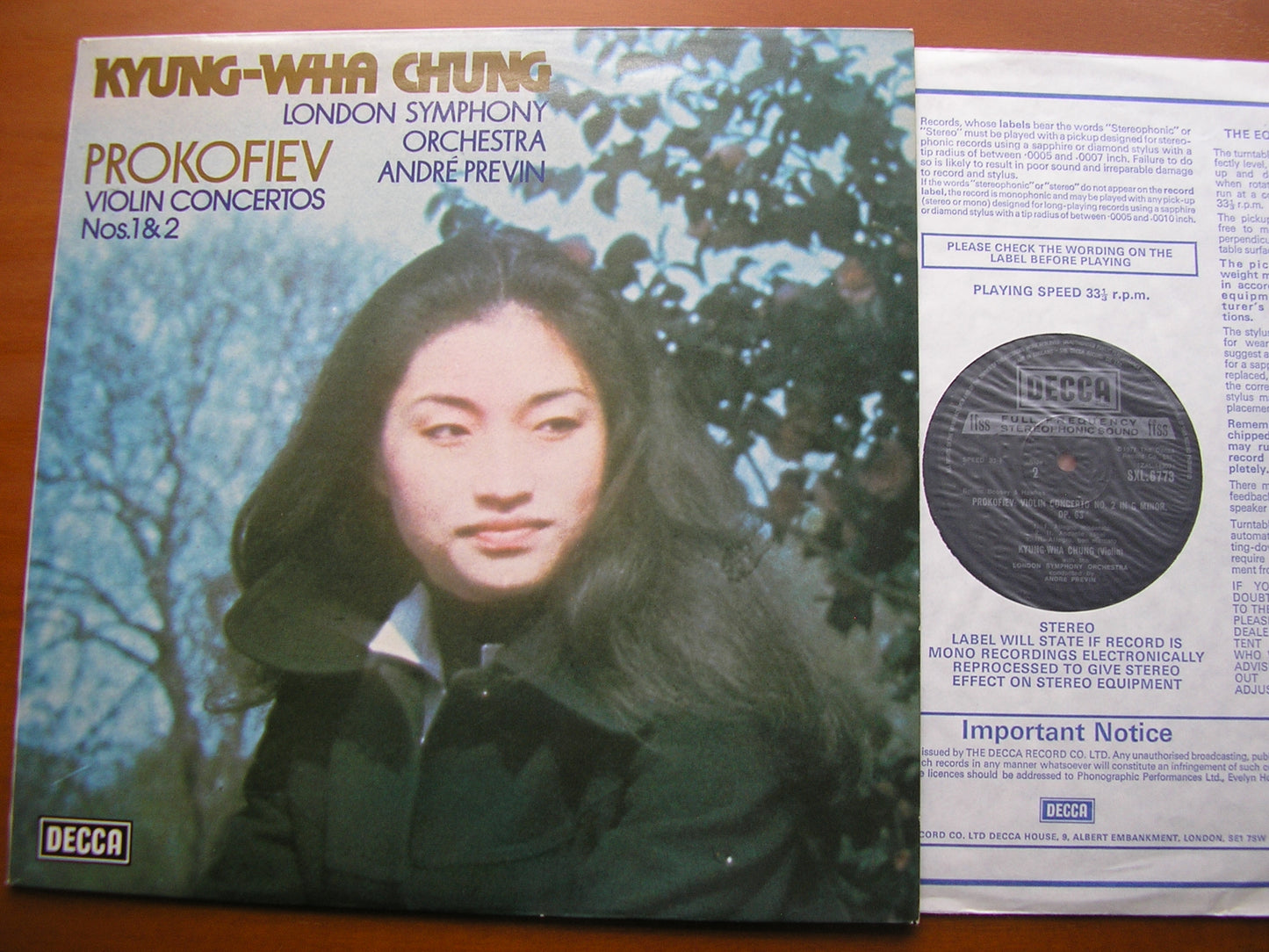 PROKOFIEV: VIOLIN CONCERTOS Nos. 1 & 2      KYUNG WHA CHUNG / LONDON SYMPHONY  / ANDRE PREVIN    SXL 6773