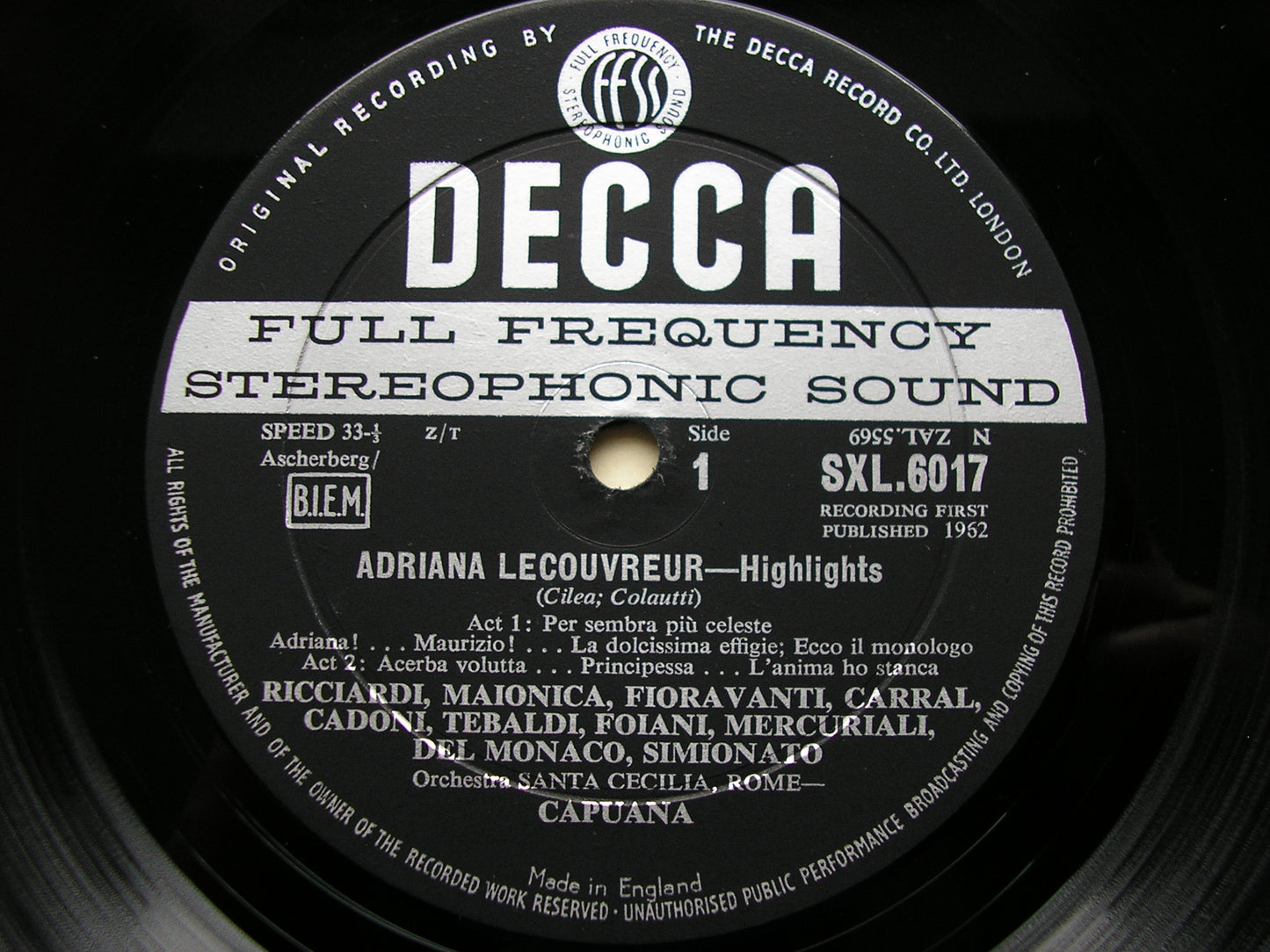 SXL 6017  PUCCINI: MANON LESCAUT    TEBALDI / DEL MONACO / SANTA CECILIA / CAPUANA     ED1