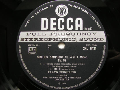 SXL 6431 SIBELIUS: SYMPHONY No. 4 / SALLINEN: MAUERMUSIK      BERGLUND / FINNISH RADIO ORCHESTRA    ED3