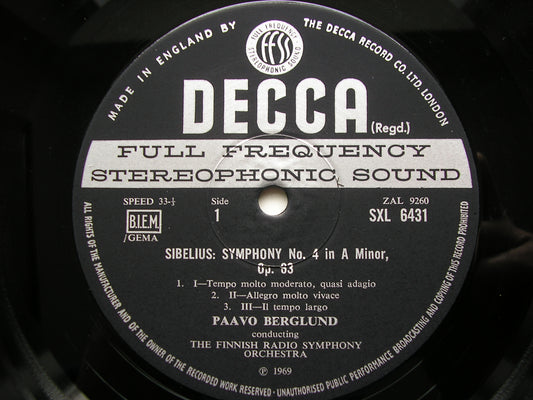 SXL 6431 SIBELIUS: SYMPHONY No. 4 / SALLINEN: MAUERMUSIK      BERGLUND / FINNISH RADIO ORCHESTRA    ED3