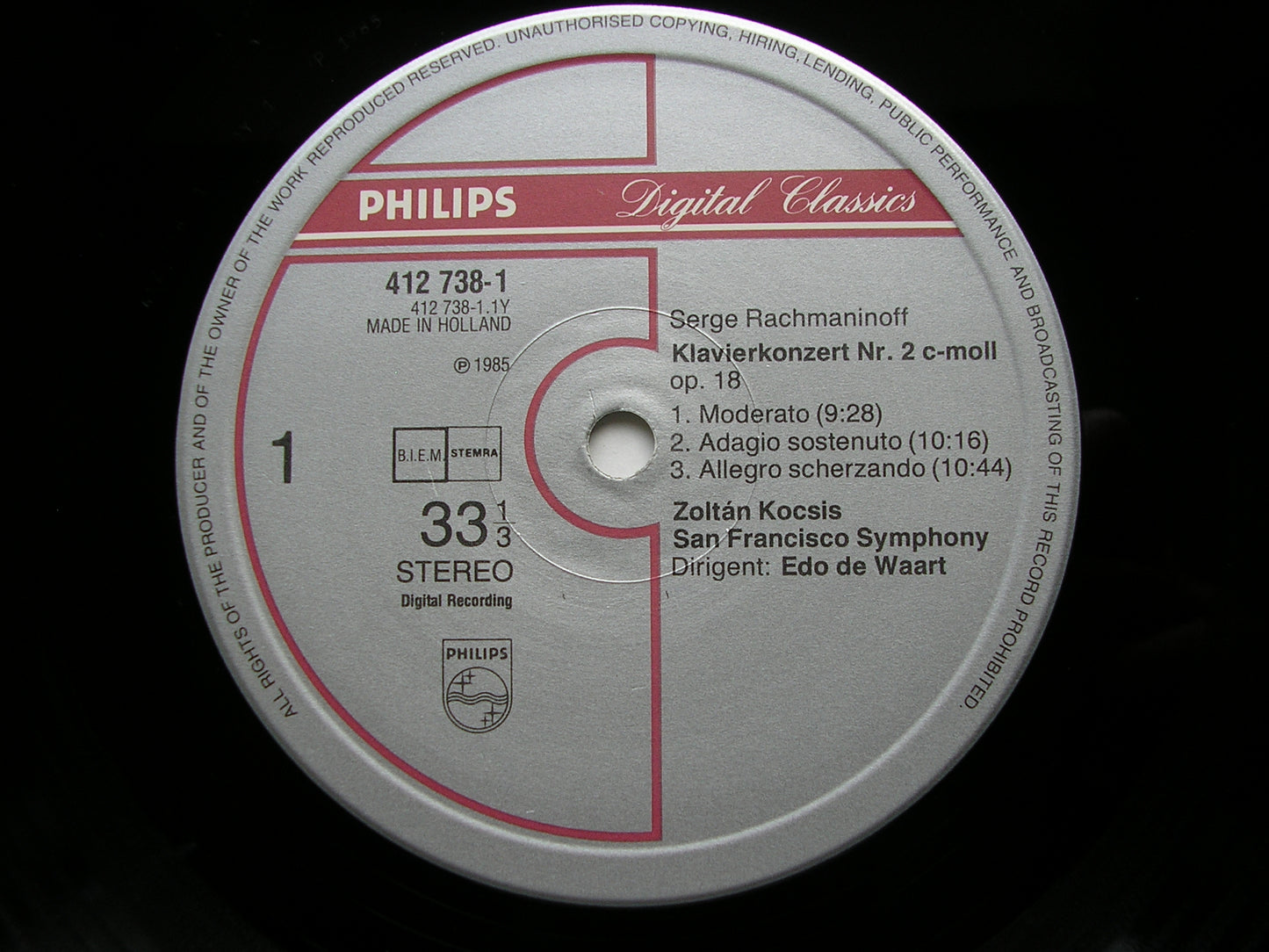 RACHMANINOV: PIANO CONCERTO No. 2 / RHAPSODY     KOCSIS / SAN FRANCISCO SYMPHONY / DE WAART     412  738