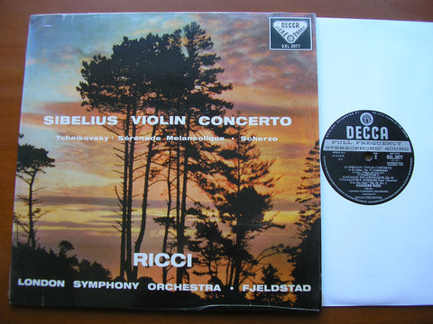 SIBELIUS: VIOLIN CONCERTO / TCHAIKOVSKY: SERENADE MELANCOLIQUE     RUGGIERO RICCI / LONDON SYMPHONY / FJELSTAD      SXL 2077