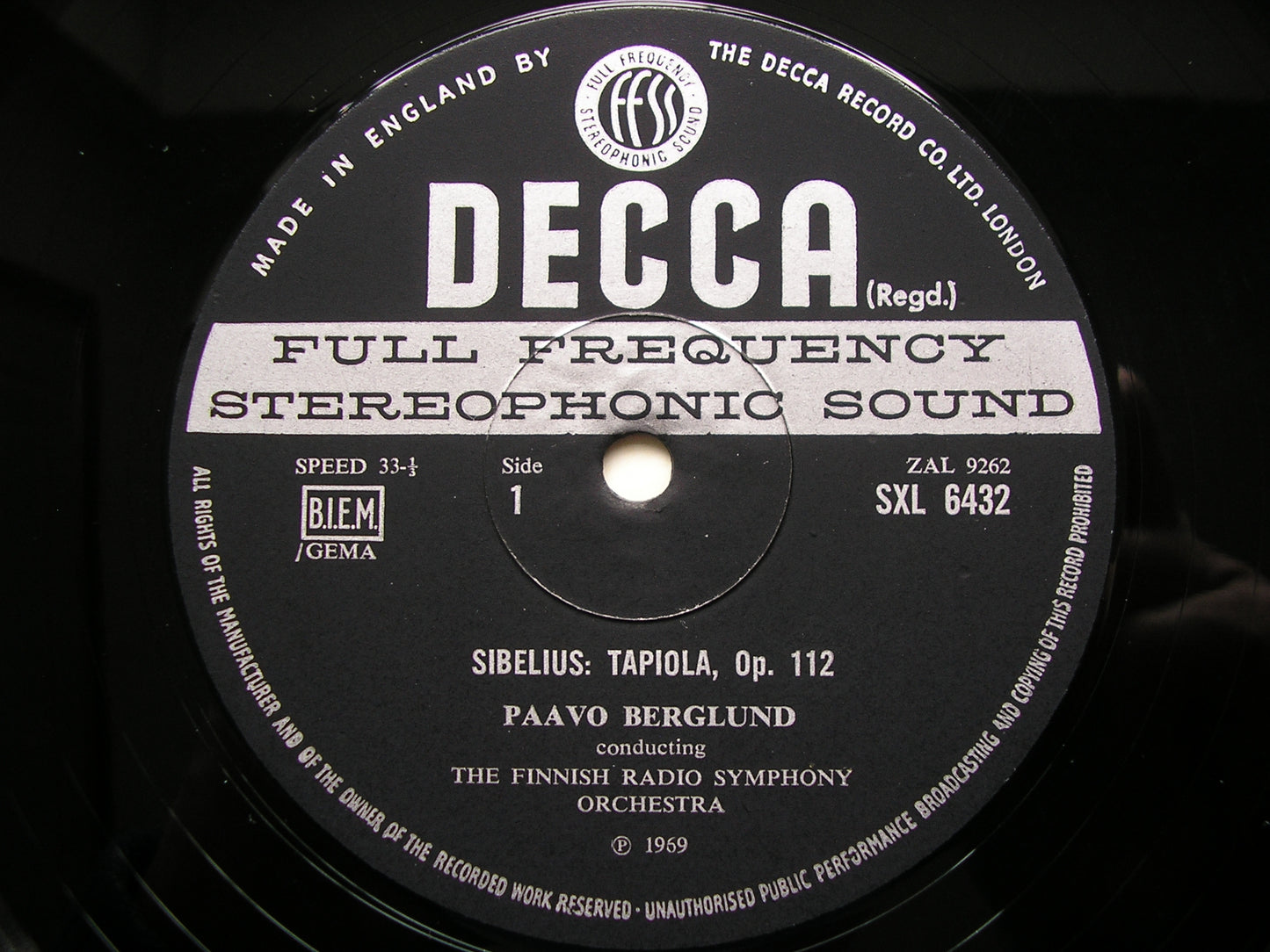 SXL 6432 SIBELIUS: TAPIOLA / KOKKONEN: SYMPHONY No. 3      BERGLUND / FINNISH RADIO SYMPHONY      ED3