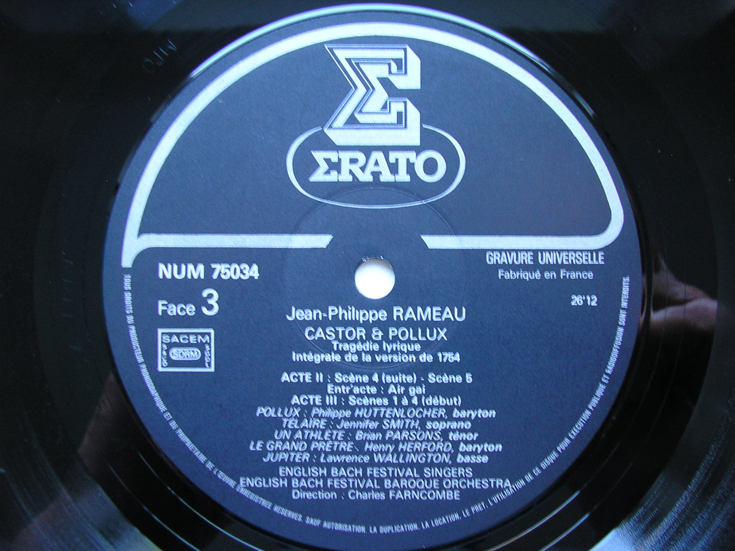 RAMEAU: CASTOR & POLLUX (1754)     SOLOISTS / ENGLISH BACH FESTIVAL BAROQUE ORCHESTRA / FARNCOMBE    3LP    NUM 750323