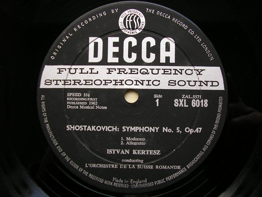 SXL 6018  SHOSTAKOVICH: SYMPHONY No. 5       KERTESZ / SUISSE ROMANDE      ED1