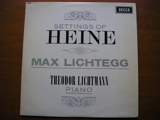 SXL 6019  SONGS TO HEINE TEXTS: BRAHMS / WOLF / SCHUBERT / MENDELSSOHN      LICHTEGG / LICHTMANN      ED1