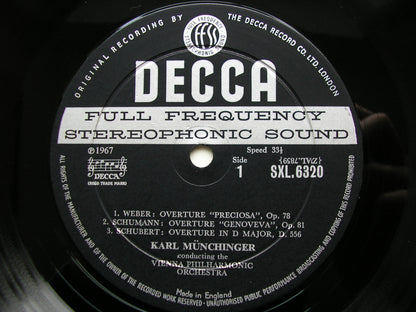 SXL 6320  ROMANTIC OVERTURES: WEBER / SCHUMANN / SCHUBERT / CHERUBINI / MENDELSSOHN     VIENNA PHILHARMONIC / MUNCHINGER    ED1