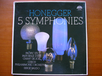 HONEGGER: THE FIVE SYMPHONIES / PACIFIC 231 / PASTORALE D'ETE / CHANT DE JOIE     BAUDO / CZECH PHILHARMONIC     3LP    110 1741-3