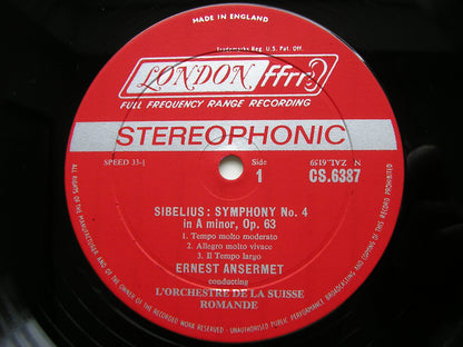 SIBELIUS: SYMPHONY No. 4 / TAPIOLA       ANSERMET / SUISSE ROMANDE      CS 6387
