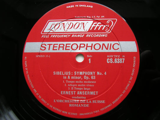 SIBELIUS: SYMPHONY No. 4 / TAPIOLA       ANSERMET / SUISSE ROMANDE      CS 6387