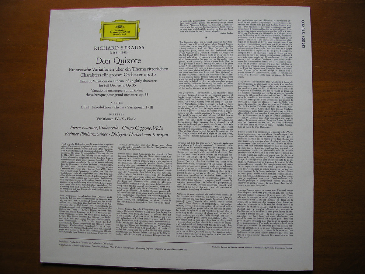 STRAUSS: DON QUIXOTE       FOURNIER / BERLIN PHILHARMONIC / KARAJAN    139 009