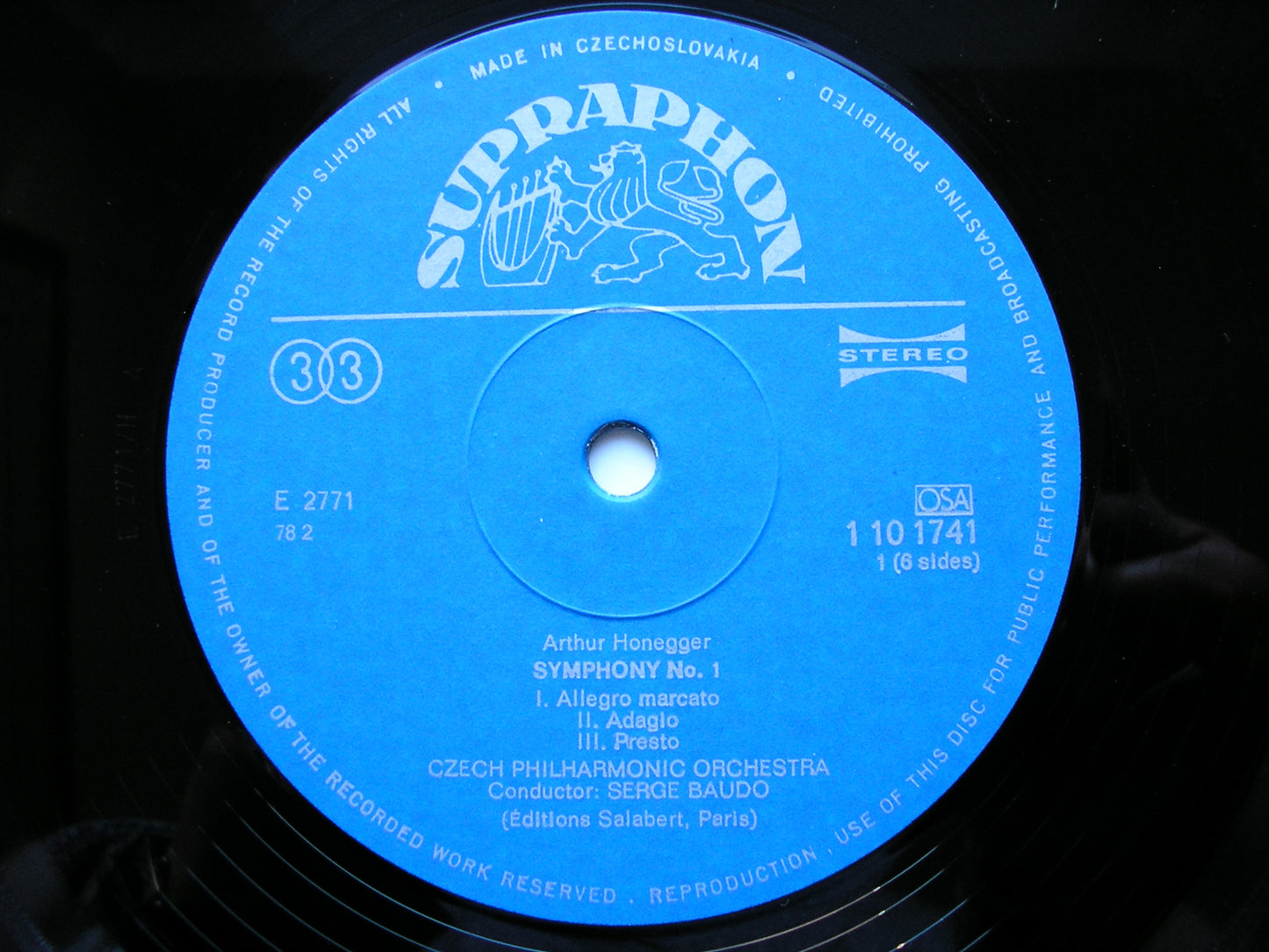 HONEGGER: THE FIVE SYMPHONIES / PACIFIC 231 / PASTORALE D'ETE / CHANT DE JOIE     BAUDO / CZECH PHILHARMONIC     3LP    110 1741-3