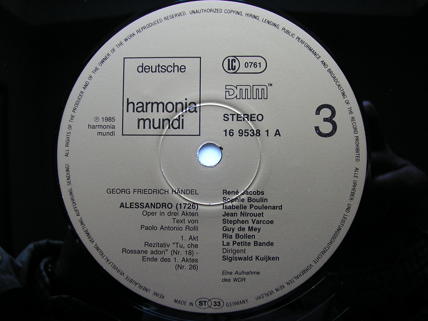 HANDEL: ALESSANDRO (1726)     SOLOISTS / LA PETITE BANDE / KUIJKEN    4LP     16 9537