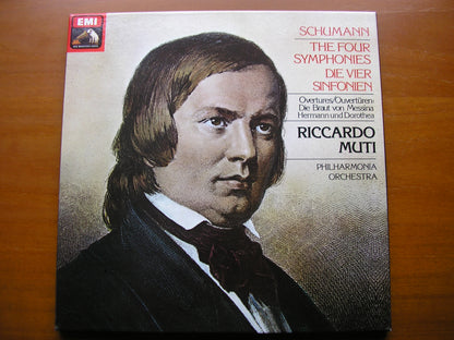 SCHUMANN: THE FOUR SYMPHONIES / TWO OVERTURES     RICCARDO MUTI / PHILHARMONIA   3LP     SLS 5199