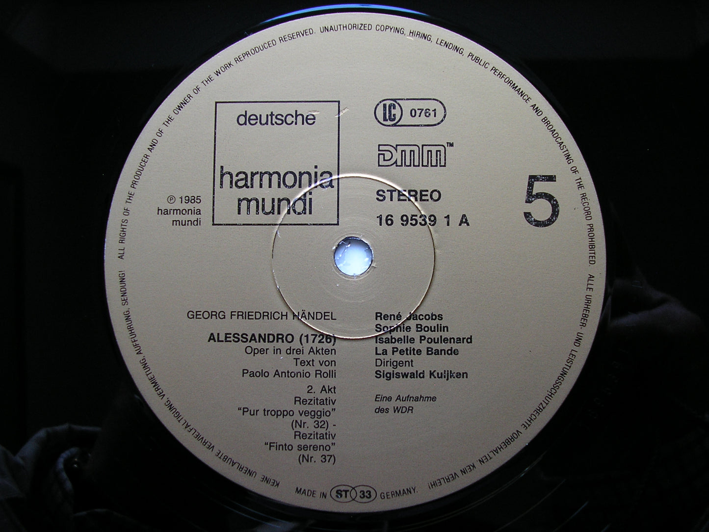 HANDEL: ALESSANDRO (1726)     SOLOISTS / LA PETITE BANDE / KUIJKEN    4LP     16 9537