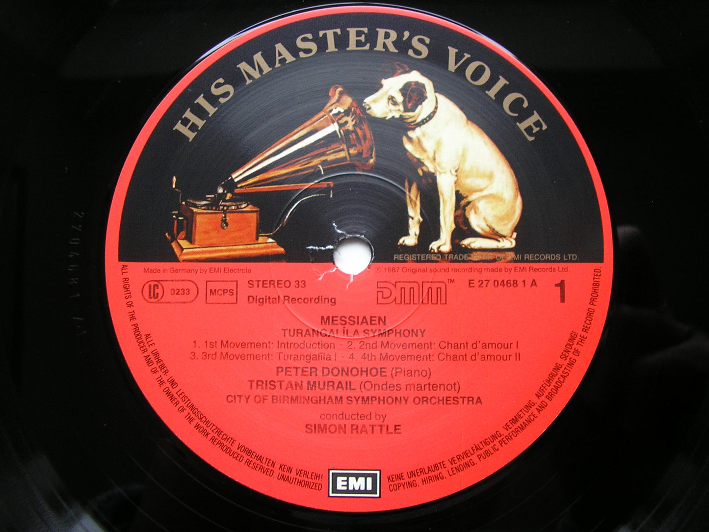 MESSIAEN: TURANGALILA SYMPHONIE / QUARTET FOR THE END OF TIME    SOLOISTS / CBSO / RATTLE    2 LP     27 0468