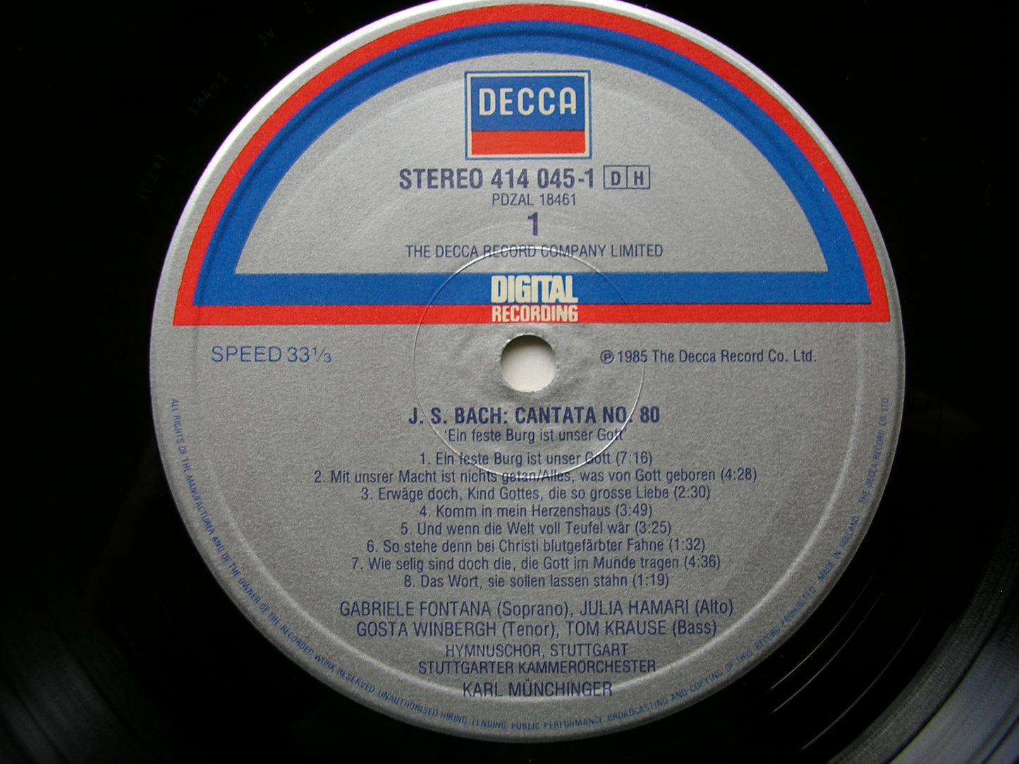 BACH: CANTATAS Nos. 80 & 140    SOLOISTS / STUTTGART CHAMBER ORCHESTRA / MUNCHINGER      414 045