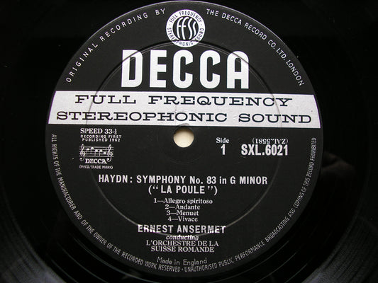 SXL 6021  HAYDN: SYMPHONIES Nos. 83 & 87      ANSERMET / SUISSE ROMANDE     ED1