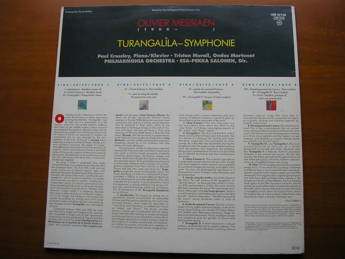 MESSIAEN: TURANGALILA SYMPHONIE    CROSSLEY / MURAIL / PHILHARMONIA / ESA-PEKKA SALONEN     2LP      I2M 42126