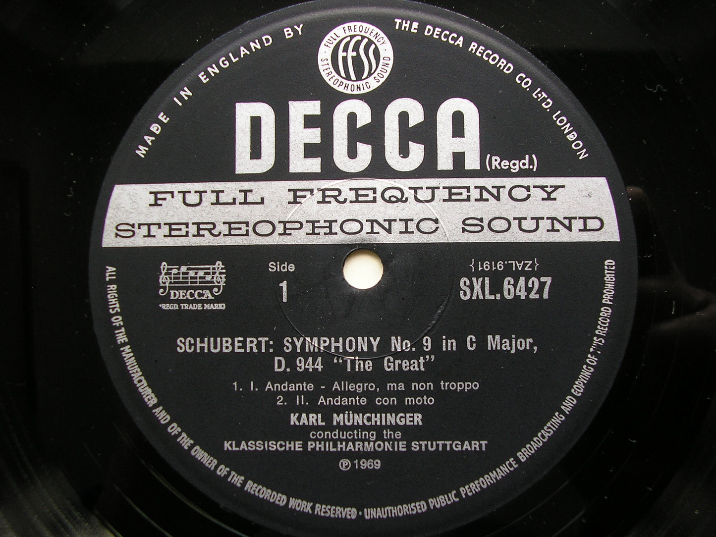 SXL 6427 SCHUBERT: SYMPHONY No. 9      MUNCHINGER / STUTTGART KLASSISCHE PHILHARMONIE     ED3