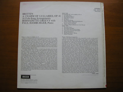 SXL 6413 BRITTEN: A CHARM OF LULLABIES / FOLK SONG ARRANGEMENTS     GREEVY / HAMBURGER     ED3