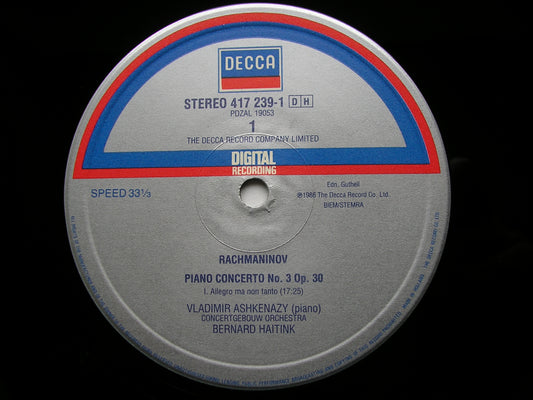 RACHMANINOV: PIANO CONCERTO No. 3      ASHKENAZY / CONCERTGEBOUW / HAITINK    417 239