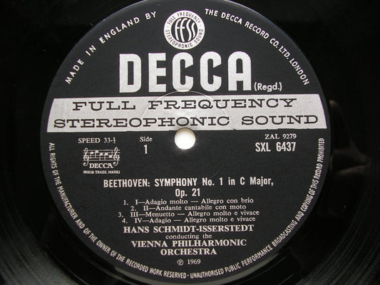 SXL 6437 BEETHOVEN: SYMPHONIES Nos. 1 & 2      SCHMIDT-ISSERSTEDT / VIENNA PHILHARMONIC      ED3