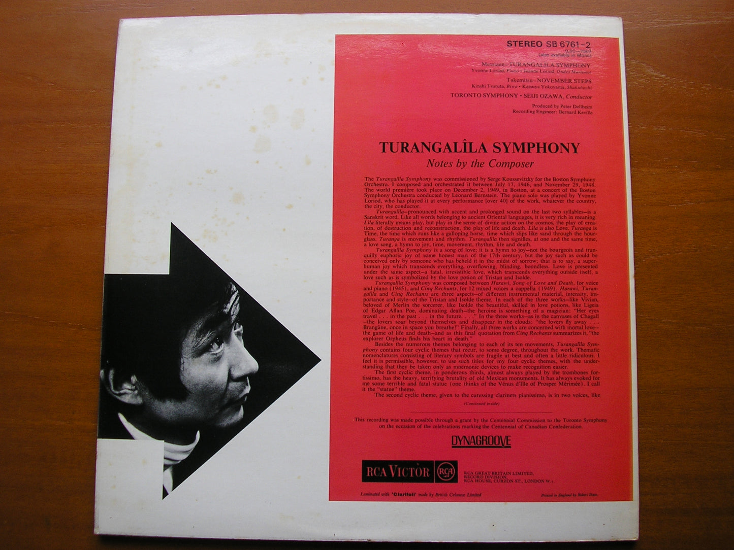 MESSIAEN: TURANGALILA SYMPHONIE / TAKEMITSU: NOVEMBER STEPS     OZAWA / TORONTO SYMPHONY    2 LP     SB 6761/2