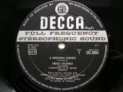 HONEGGER:  A CHRISTMAS CANTATA /SYMPHONY FOR STRINGS     ANSERMET / SUISSE ROMANDE    SXL 6003