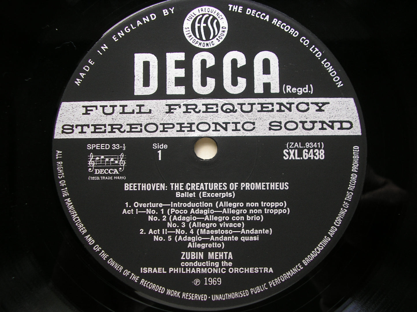 SXL 6438 BEETHOVEN: THE CREATURES OF PROMETHEUS     MEHTA / ISRAEL PHILHARMONIC     ED3