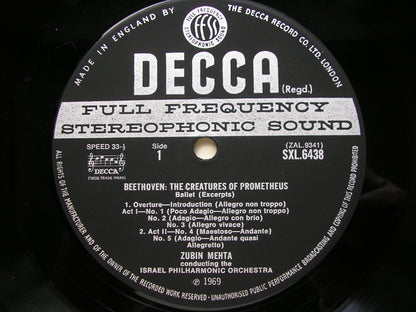 SXL 6438 BEETHOVEN: THE CREATURES OF PROMETHEUS     MEHTA / ISRAEL PHILHARMONIC     ED3