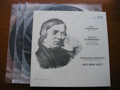 SCHUMANN: THE FOUR SYMPHONIES / TWO OVERTURES     RICCARDO MUTI / PHILHARMONIA   3LP     SLS 5199