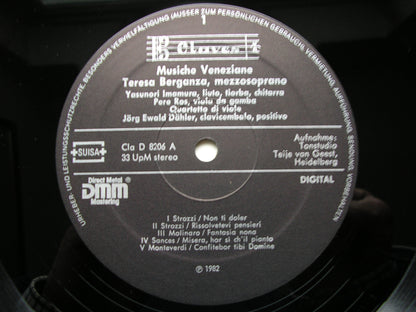 VENETIAN SONGS OF THE 16th & 17th CENTURIES      TERESA BERGANZA / INSTRUMENTALISTS / DAHLER   D 8206
