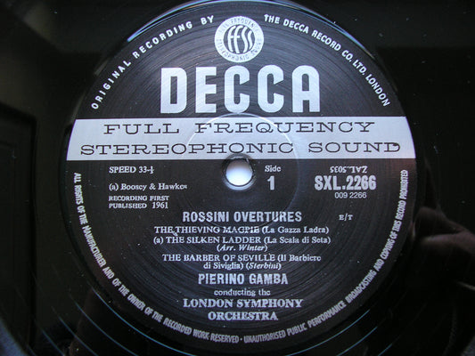 ROSSINI: FIVE OVERTURES     PIERINO GAMBA / LONDON SYMPHONY     SXL 2266