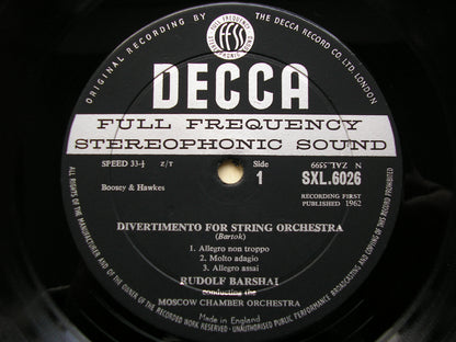SXL 6026  BARTOK: DIVERTIMENTO / VIVALDI: CONCERTI GROSSI Nos. 10 & 11    BARSHAI / MOSCOW CHAMBER ORCHESTRA    ED1