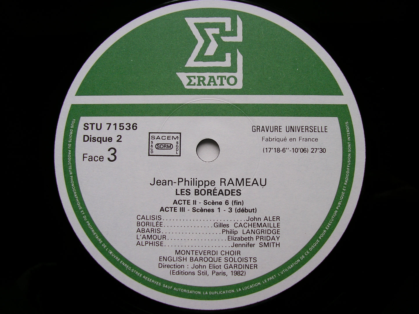 RAMEAU: LES BOREADES (1764)    SOLOISTS / ENGLISH BAROQUE SOLOISTS / GARDINER    3LP    STU 715343