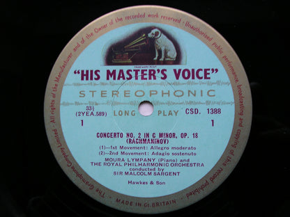 RACHMANINOV: PIANO CONCRTOM No. 2 / THREE PRELUDES     LYMPANY / RPYAL PHILHARMONIC / SARGENT     CSD 1388