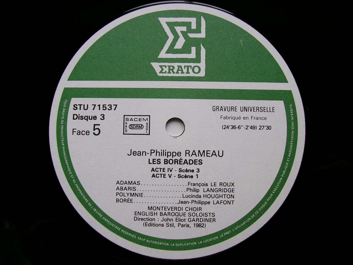 RAMEAU: LES BOREADES (1764)    SOLOISTS / ENGLISH BAROQUE SOLOISTS / GARDINER    3LP    STU 715343