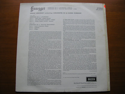 HONEGGER: SYMPHONIES Nos. 3 & 4      ANSERMET / SUISSE ROMANDE     SXL 6394