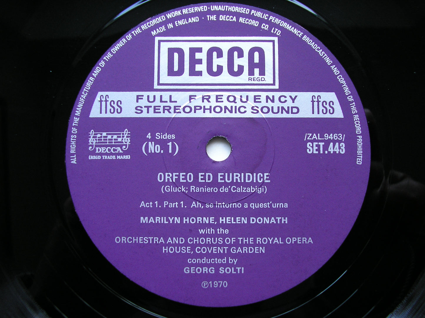 GLUCK: ORFEO (1762)      HORNE / LORENGAR / DONATH / OROHCG / SOLTI     2LP     SET 443/4