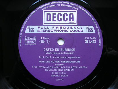 GLUCK: ORFEO (1762)      HORNE / LORENGAR / DONATH / OROHCG / SOLTI     2LP     SET 443/4