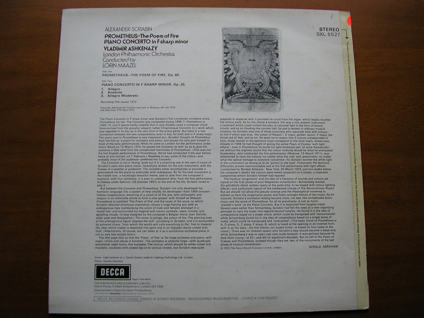 SCRIABIN: PROMETHEUS / PIANO CONCERTO    ASHKENAZY / LONDON PHILHARMONIC / MAAZEL    test pressing SXL 6527