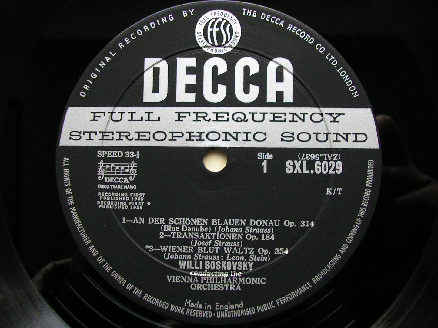 SXL 6029  GREAT STRAUSS WALTZES      BOSKOVSKY / VIENNA PHILHARMONIC       ED1