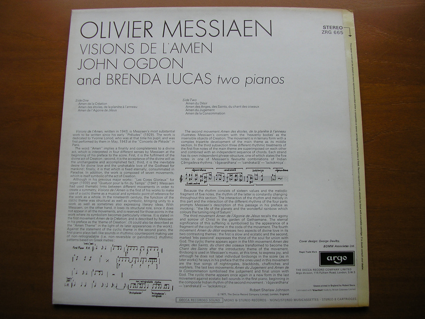 MESSIAEN: VISIONS DE L'AMEN      JOHN OGDON / BRENDA LUCAS       ZRG 665