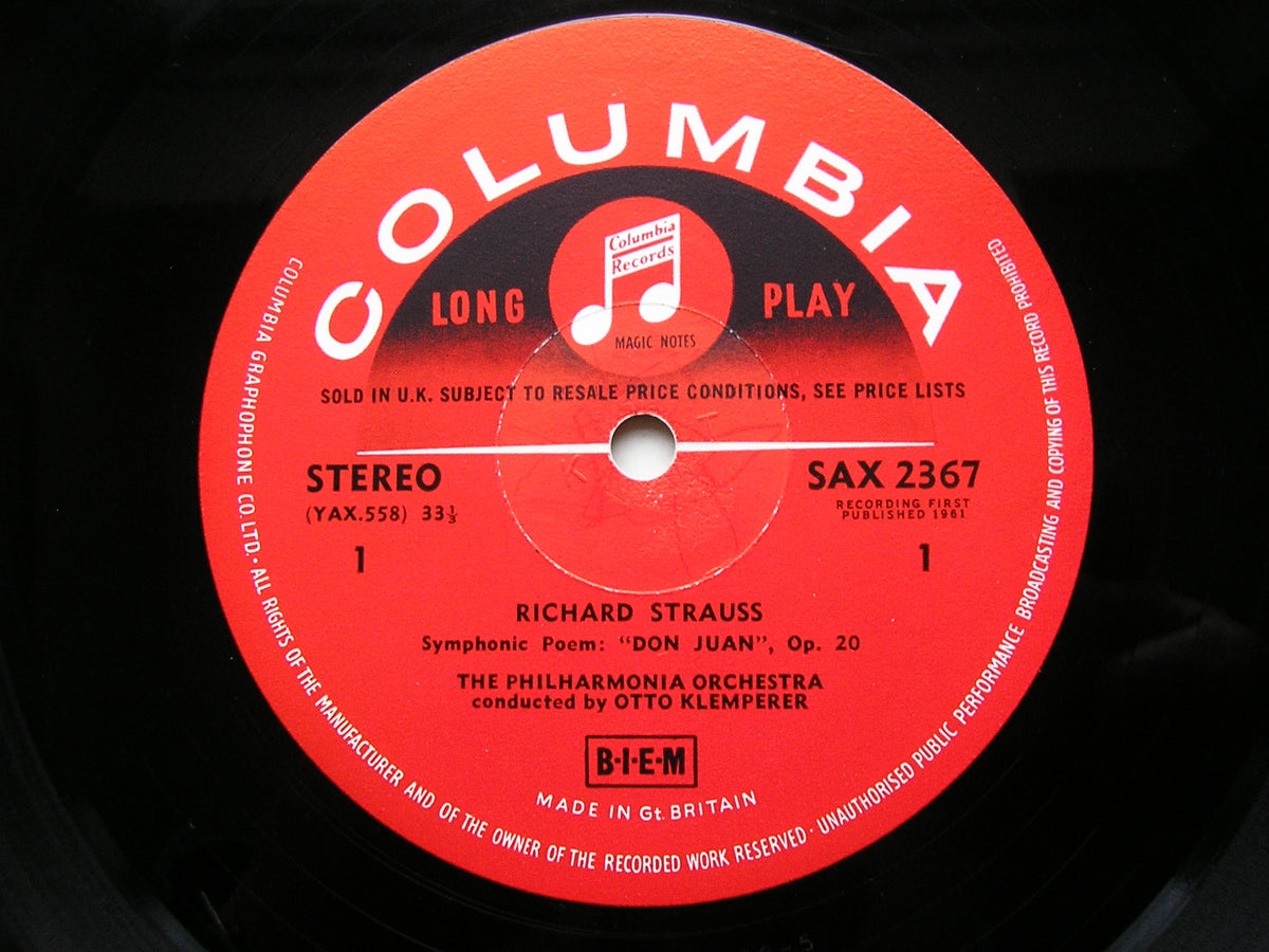 STRAUSS: DON JUAN / TILL EULENSPIEGEL / DANCE OF THE SEVEN VEILS    KLEMPERER / PHILHARMONIA   SAX 2367