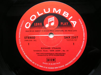 STRAUSS: DON JUAN / TILL EULENSPIEGEL / DANCE OF THE SEVEN VEILS    KLEMPERER / PHILHARMONIA   SAX 2367