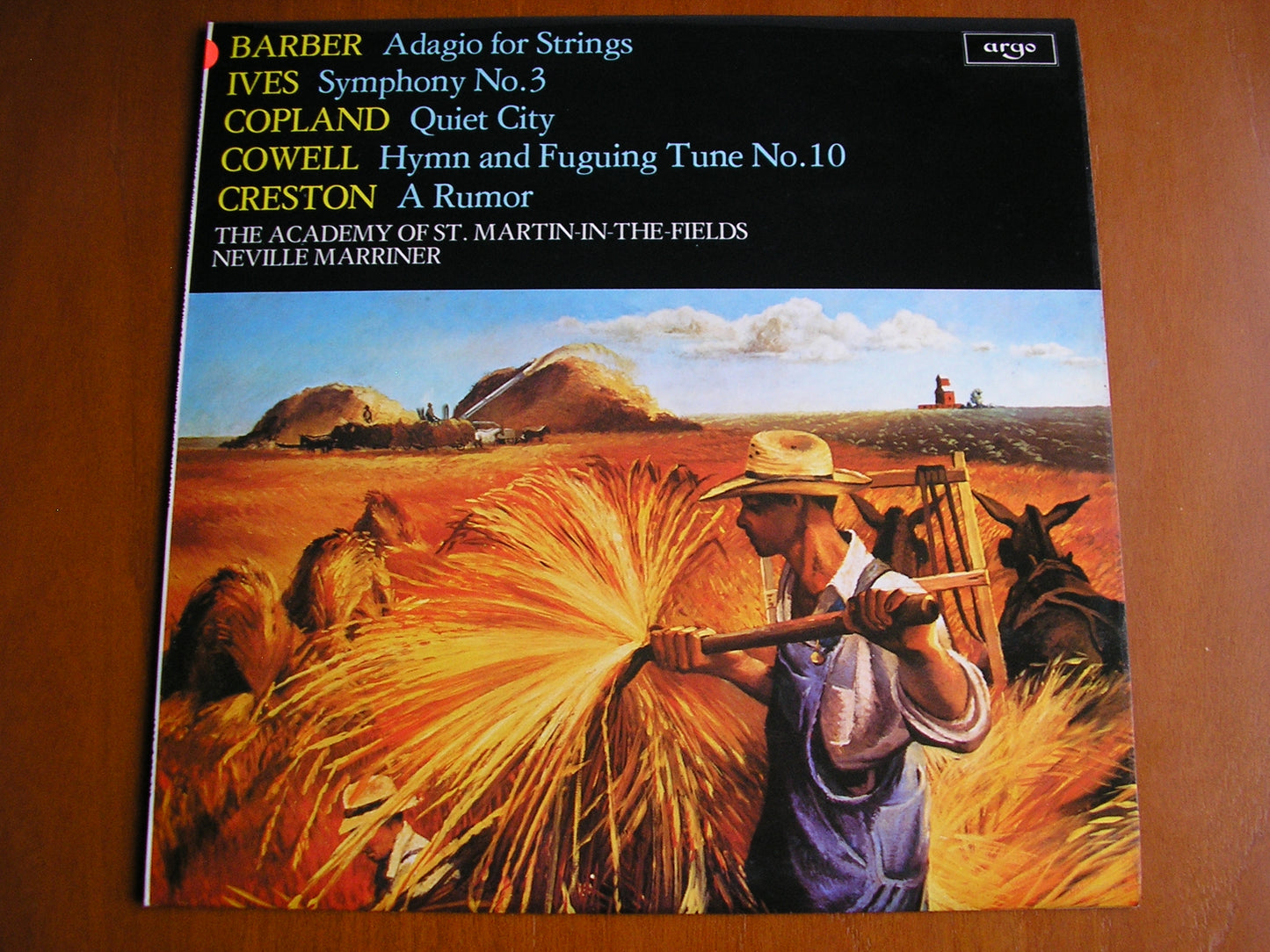 BARBER / IVES / COPLAND / COWELL / CRESTON: ORCHESTRAL MUSIC    MARRINER / ASMIF   test pressing    ZRG 845