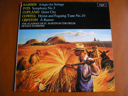 BARBER / IVES / COPLAND / COWELL / CRESTON: ORCHESTRAL MUSIC    MARRINER / ASMIF   test pressing    ZRG 845