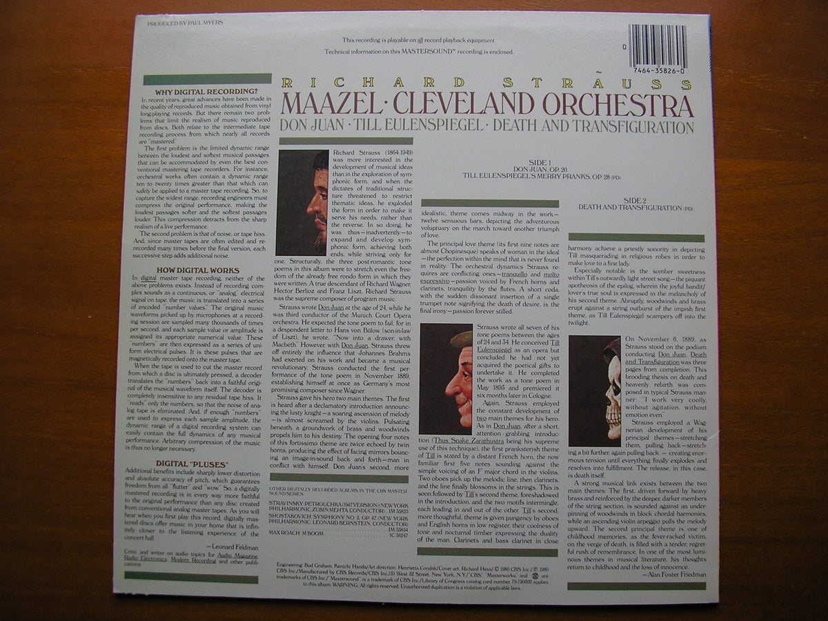 STRAUSS: DON JUAN / TILL EULENSPIEGEL / TOD UND VERKLARUNG     MAAZEL / CLEVELAND ORCHESTRA     IM 35826